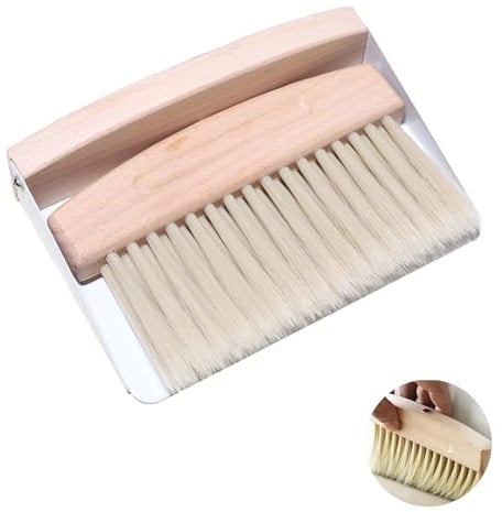 thirei Tischbesen, Tischkehrset, Mini Tischfeger, Nylon Borsten, für Haus, Büro und Schule, Weiß, Besen und Kehrschaufel Set