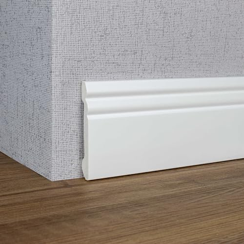 PROVISTON Sockelleiste Berliner Profil 16 x 100 x 2000 mm Elegante Hamburger Leiste Hochwertige Fußleiste Kunststoff Weiß Wasserfest, Robust und Langlebig
