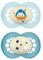 MAM Original Night Succhietto 6+ Mesi (Set da 2), Ciuccio MAM 6-16 mesi che si illumina al buio con tettarella in caucciù, Kit da 2 accessori neonato con porta ciuccio sterilizzatore, Azzurro/Celeste