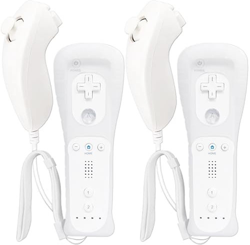 DSYJ Motion Controller for Wii Replacement Remote Built in Wii U Motion Plus Remote Controller and Nunchuck 2 Sets White