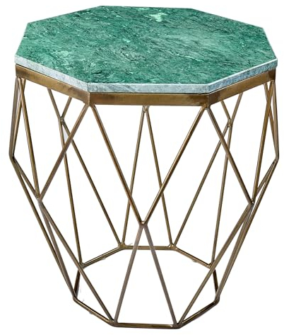 Riess Ambiente Abstrakter Beistelltisch Diamond - 50cm - grün - Marmor Messing Metall Couchtisch Handarbeit Unikat