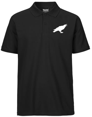 Huuraa Herren Polo Shirt Rabe Silhouette Geschenk | Bio Baumwolle Fairtrade Kurzarm Poloshirt Geschenkidee Männer Polohemd