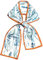 GIMIRO Satin Seidenschal Doppelschichten 150 x 16cm Krawatte Blumen Taillengürtel für Blazer, Mantel, Kleid (4# Orange/Blue Flower)