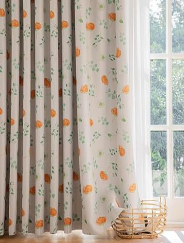 Daesar Gardinen mit Schlaufen, Vorhänge Blickdicht 2er Set Einseitig Bedruckt Blumen Motiv 96x115CM Vorhang Verdunkelung Ösenvorhänge Schlafzimmer Wohnzimmer