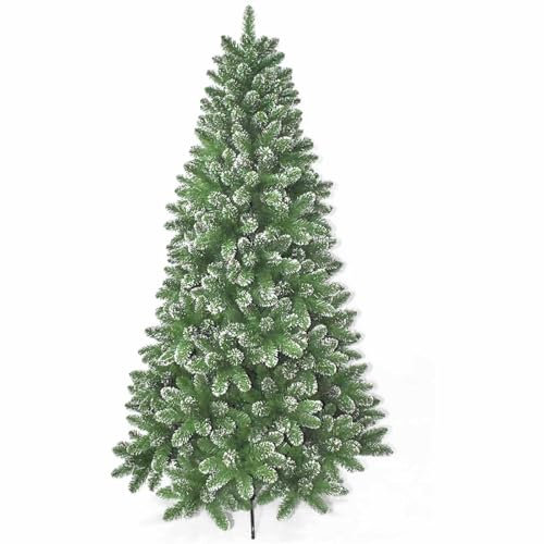 RUYICZB Sapin De Noël Artificiel, Sapin De Noël Saupoudré De Neige Blanche avec Support en Métal, Faux Sapin De Noël pour La Décoration Intérieure Et Extérieure du Bureau À Domicile,7ft