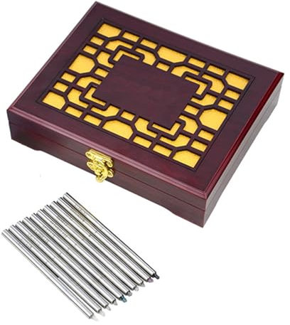 HEGGMKK Kit De Test De Dureté Mohs, Kit D'identification des Minéraux Industriels, Lot de 10, avec Boîte De Rangement, Longueur : 130 Mm, Diamètre : 6 Mm, pour Carrelage, Béton
