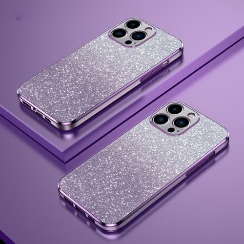 Gradient Glitter Electroplated Bezel Transparent Case Compatible with iPhone 16 TPU Slim Shockproof Phone Cover