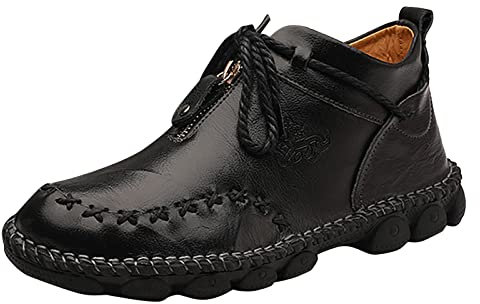 Generico Scarpe Nere Sportive Economiche Mano Britanniche Versione Coreana Tendenza Scarpa con Cerniera a Punta Grande Scarpe Antinfortunistiche 25 (Black, 39)