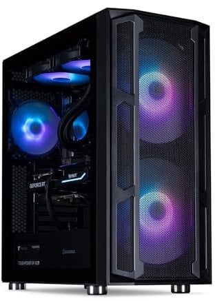 HORIZON Gaming PC Tower | AMD Ryzen 7 5700X | RTX 4070 SUPER 12GB | 32GB 3200Mhz RAM | 2TB NVMe SSD | 750W PSU | AIO Liquid Cooler | ARGB Airflow Black Gaming PC Case | VR Ready | WiFi | Windows 11