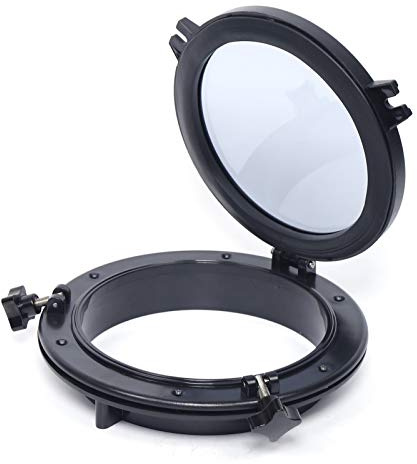 Black Boat Porthole, Round Opening Portlight Porthole, 10 in/26.5 cm Tempered Glass Porthole Window for Boat Yacht RV, Marine