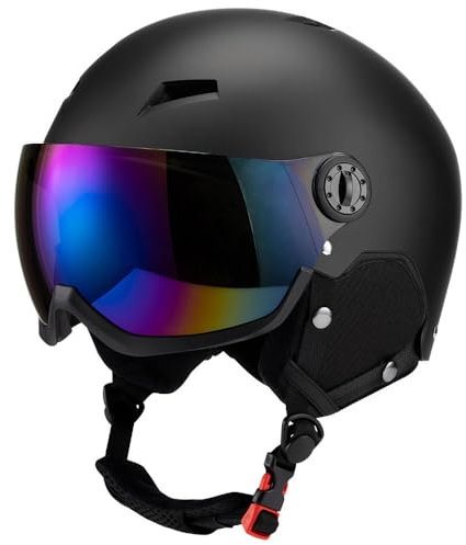 Casque de Ski de Ski Casque de Neige à Vent réglable pour Le matériel de Ski de Sport d'hiver extérieur pour Les Femmes Hommes(#A Black,XL(59-63CM))