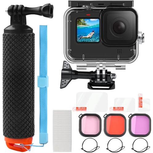 YnewL 60M/197FT 26 Pezzi Custodia Impermeabile Subacquea con Filtri Sommergibili, Impugnatura Galleggiante, Applicabile a Go Pro Hero 13/12/11/10/9, Set di Accessori per Immersioni Subacquee