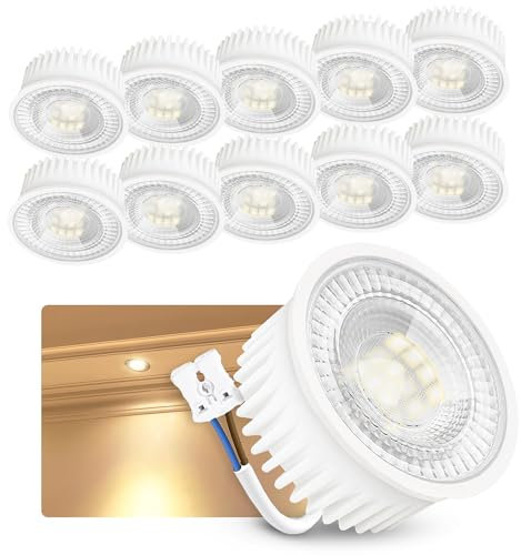 linovum 10x LED Modul 230V warmweiß 3000K ultra flacher Ersatz für GU10 & MR16 Höhe 23mm - LED-Leuchtmittel Ø 50mm 2W 10er Set