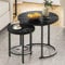 YITAHOME Coffee Table for living room, Nest of Tables Set of 2 with Storage, Small Round Table 60X60X50.5CM, Wooden Side Table with Sturdy Metal Frame, Easy Assembly