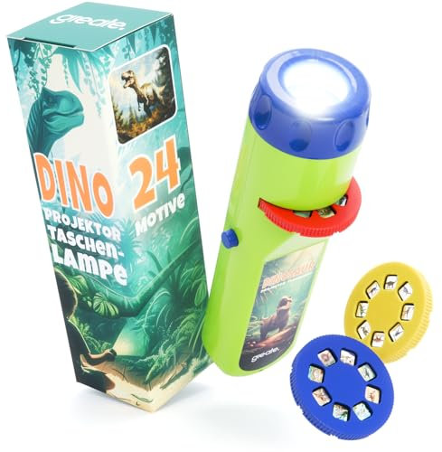 greate Dinosaur Projector Torch - Projector Torches for Kids with 3 Discs & 24 Images - Kids Torch Projector, Dinosaur Torch