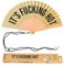 Fisura – Original Folding Fan with F*cking Hot Message. Modern, Colourful Wooden Fan with Golden Glitter. Hanger included. Size: 42.5 x 23 cm