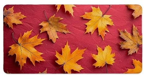 Tappetino Mouse XXL 100 x 50 cm Tappetino Scrivania Gaming Grande, Impermeabile Base in Gomma Antiscivolo, con Bordi Cuciti Mouse Pad, Scrivania Gaming Accessori Tappeto Mouse (Foglie di acero) I-328