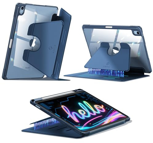 Fintie Magnetständer-Hülle für iPad Air 11 Zoll M3 (2025) / M2 (2024), iPad Air 5. Generation (2022) / 4. Generation (2020) 10,9 Zoll, Mehrwinkel-Betrachtung Klare Hülle mit Stifthalter, Blau