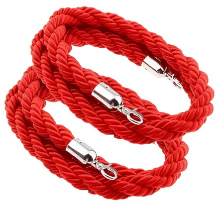 eupdd 2 Stück Absperrkordel Rot: 1.5m Absperrseil mit haken, für Hotels, Clubs, Banken, Gastronomie, Kordel für Warteschlangen, Absperrband, Absperrung für Personen Personenleitsystem