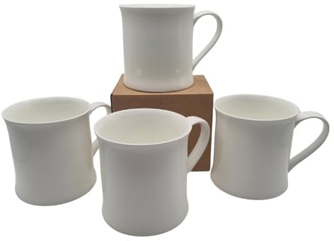 Hooli Mooli Captains Bone China Mug, Set of 4, White
