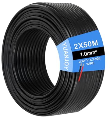 Yuanjoy KFZ Kabel 2x1,0mm² 50m Kupfer Flach Flexibel Universal | Reines Weichkupfer, dicke PVC-Isolierung, CE/RoHS, abrieb-/wetterfest, flexibel, für Wohnwagen/LKW/Trailer & Haushaltsgeräte