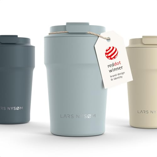 LARS NYSØM Coffee Cup Travel Mug 380ml - Coffee Travel Mug Leakproof Lid | 4h Hot & 8h Cold - Reusable Coffee Travel Mugs for Hot Drinks - Stainless Steel Thermal Cup with Insulation - Stainless Steel