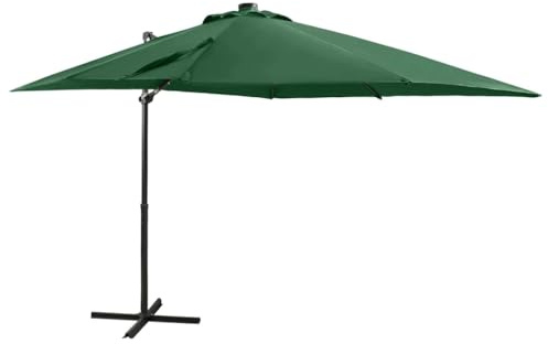 Sonnensegel, Windschutz, Windschutz, Ampelschirm mit LED-Beleuchtung 250 cm Grün Fürs Lawn Camping Ferienhäuser Pensionen