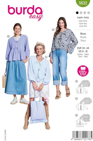burda easy Papier-Schnittmuster Damen Blusenjacken #5632 Gr. 34-44 Nählevel: super easy