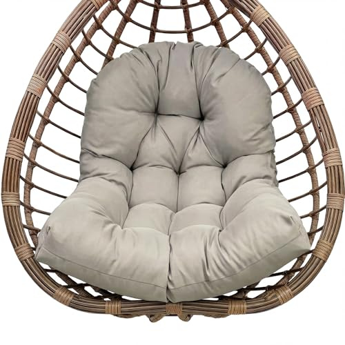 Awoyep Hängesessel Kissen Ersatzkissen Outdoor: Thick Soft Polyester Sitzkissen 80x120 cm Egg Swing Cushion Modern Einzel Pad für Hängeschaukel Gartenstuhl (Light Gray)