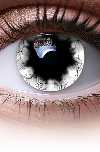 MERALENS Halloween farbige Kontaktlinsen weiß Black Zombie Big white, 2 Stück (1 Paar), Ohne Sehstärke, Kontaktlinse für Cosplay, Karneval, Fasching, Zombie, farbig weisse, weiße Linsen ohne Stärke
