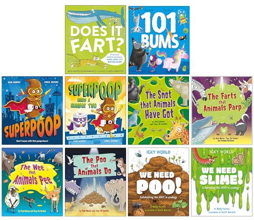 Superpoop Picture 10 Books Collection Set( Superpoop, 101 Bums, Superpoop Needs a Number Two, Does it Fart?, The Poo That Animals Do & More)