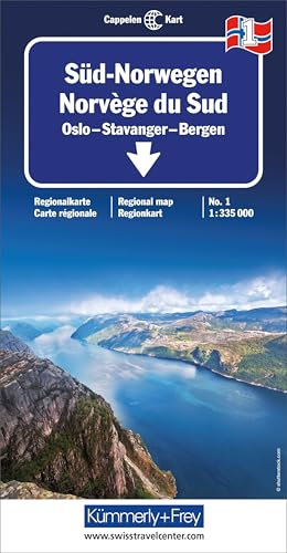 Kümmerly & Frey Karten, Süd-Norwegen: Mit Oslo, Stavanger und Bergen. Inkl. Ortsverzeichnis und Reiseinformationen (Kümmerly+Frey Regional-Strassenkarte, Band 1)