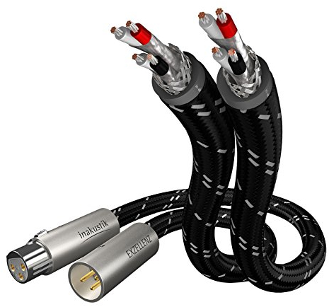 inakustik 006050007 Kabel Audio 2 XLR Stereo 0,75 m für Source Audio/DAC/Tuner/CD-Player/Verstärker/Vorverstärker/Mixer schwarz/Silber