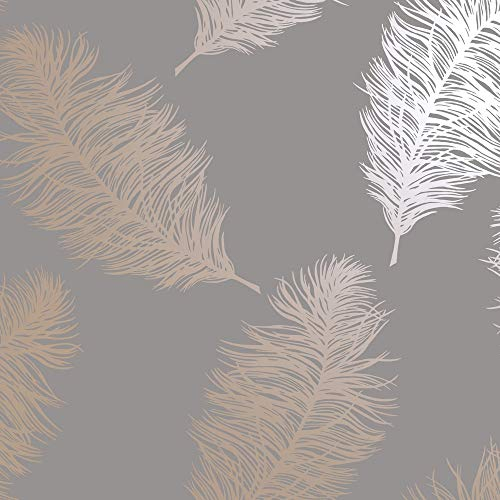 Papiertapete Fawning Feather Grey Rose gold 12629 Indulgence 10,05 m x 0,53 m