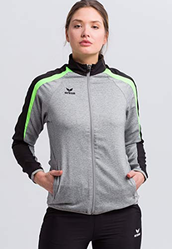 ERIMA Damen Präsentationsjacke Präsentationsjacke, grau melange/schwarz/green gecko, 36, 1011837