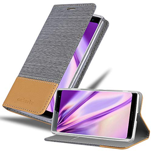 Cadorabo Hülle kompatibel mit Sony Xperia XZ3 aus Premium Jeans und Kunst Leder Flip Klappbare Stoßfeste Magnetische [Standfunktion] [Kartenfächern] Cover Hülle für Sony Xperia XZ3 Tasche in Grau