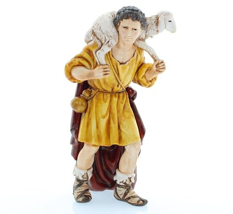 Moranduzzo Guter Hirte für Krippe 13 cm Maßstab 1:15 - Unzerstörbare Krippenfiguren - Stil 700', Handbemalt, Offizielles Produkt, Hergestellt in Italien, Bildhauer M. Landi