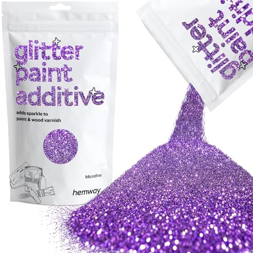 Hemway Glitter Paint Additive - Purple | Microfine Metallic Flakes for Adding Sparkle to Paints & Wood Varnish | Add to Emulsion, Acrylic & Latex for Indoor Sparkly Walls | 100 g