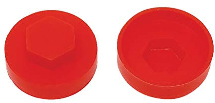 TechFast Roofing Screw Cover Caps | 16mm | Poppy Red - Plastic | Box 100