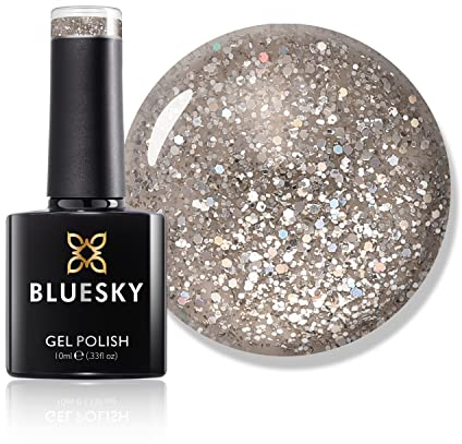 Bluesky Gel Nail Polish, Sprinkle of Glitter Platinum 11, Silver Glitter, Long Lasting, Chip Resistant, 10 ml (Requires Drying Under UV LED Lamp)