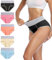 wirarpa Unterhosen Damen Baumwolle Unterwäsche Frauen Taillenslip Hohe Taille Slip 5er Pack Größe M