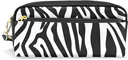 HMZXZ RXYY Federmäppchen Tier Zebra Haut Streifen Muster für Student Groß Kapazität Reißverschluss PU Leder Mäppchen Schreibwaren Kosmetik Makeup Tasche für Mädchen Jungs Frauen
