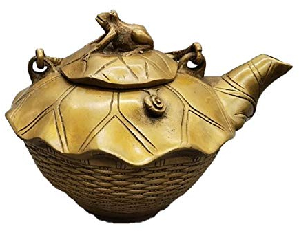 LISAQ Décoration de Salon de Maison de théière de Pot de Grenouille en Laiton Vieilli Antique