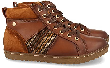 shoes&blues.es 60751-Zapatilla Abotinada para Mujer, Comodas, Estampado Lateral, y Cierre de Cordones, Otono Invierno 2021. Talla 38 Cuero