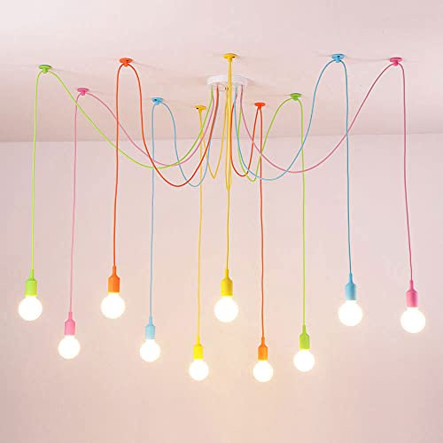 Siet DIY Deckenspinne Lampe Bunte Pendelleuchte, Kinder Spaß Farbe Kronleuchter Moderne E27 Hängeleuchten Lampe Für Mädchen Jungen Zimmer, Spielzimmer, Klassenzimmer, Wohnzimmer