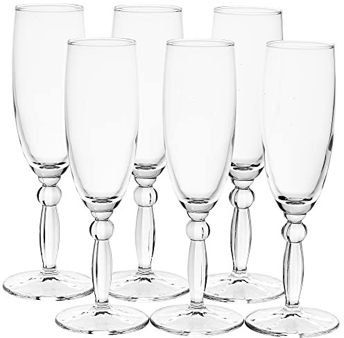 Queensway Home & Dining Set of 6 Tall Stemmed Champagne Prosecco Flutes 170ml Dinner Glasses Gift