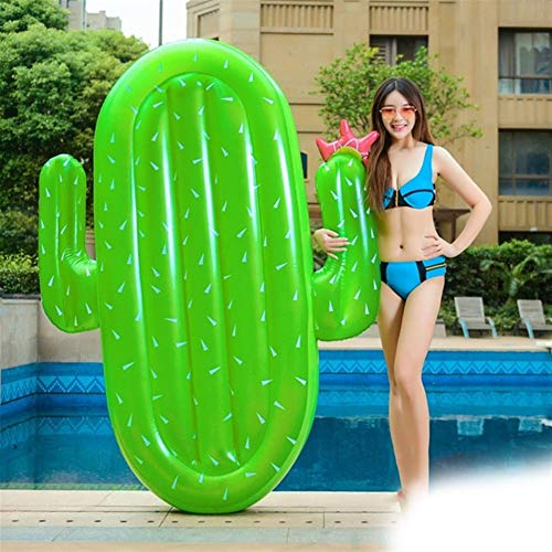 SunXTMY Pool -Werkzeugzubehör Wasser-Luft-Mat riesige aufblasbare Pizza Schwebebett Wassermelone Ananas Kaktus Aubergine Schwimmen Ringe Swim-Party-Tool (Color : Cactus)