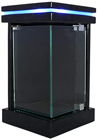 KOKA Grab-Lampe Granit Schwedisch Black mit LED Friedhofs-Laterne Grab-Schmuck Ecktür