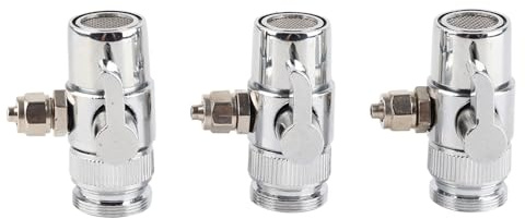 Umstellventil für Waschbeckenarmatur 3-teilig Messing M22 Innengewinde G1/2 Doppelgewinde, Wasserhahn Umschalter mit Luftsprudler und Schlauchanschluss