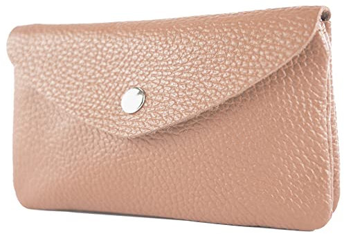 modamoda de P11 Portefeuille en cuir pour femme, taille M, fabriqué à la main en Italie, Rose., m, Petit porte-monnaie léger